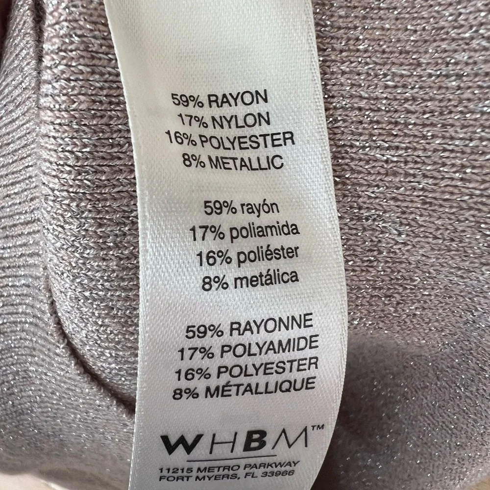 White House Black Market (WHBM) tan with gold shimmer sweater Square Neck Small